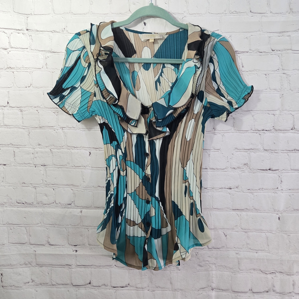 Stylish‎ Multicolor Ruffle Women's Top - Picture 2 of 10
